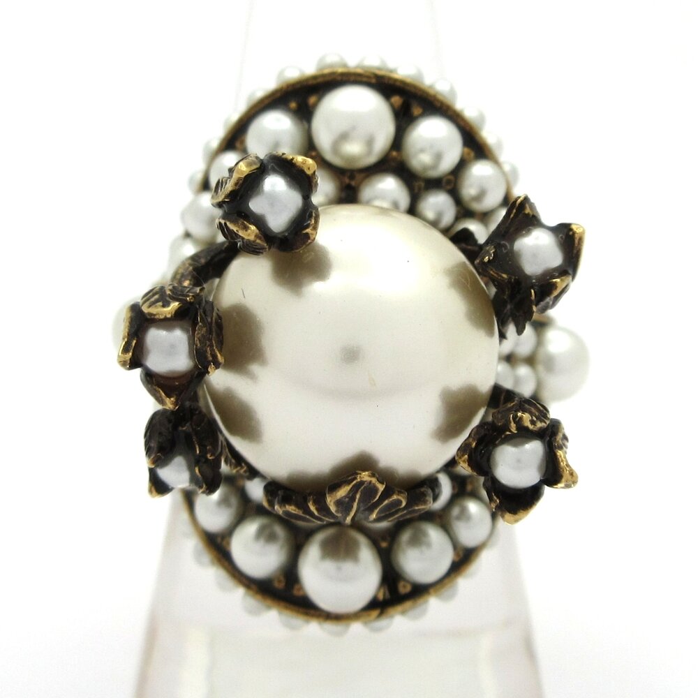 Gucci Ring Gold Silver Hardware Faux Pearl